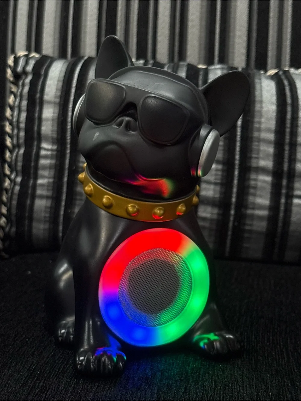 Black LED Bluetooth Speaker with Gold Collar